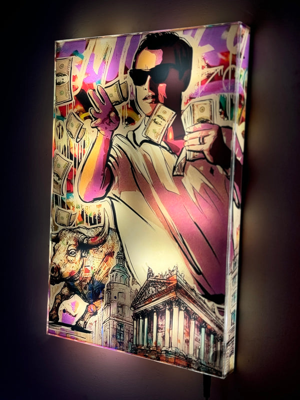 Lenardo De Caprio Money ( Premium LED Wall Art )