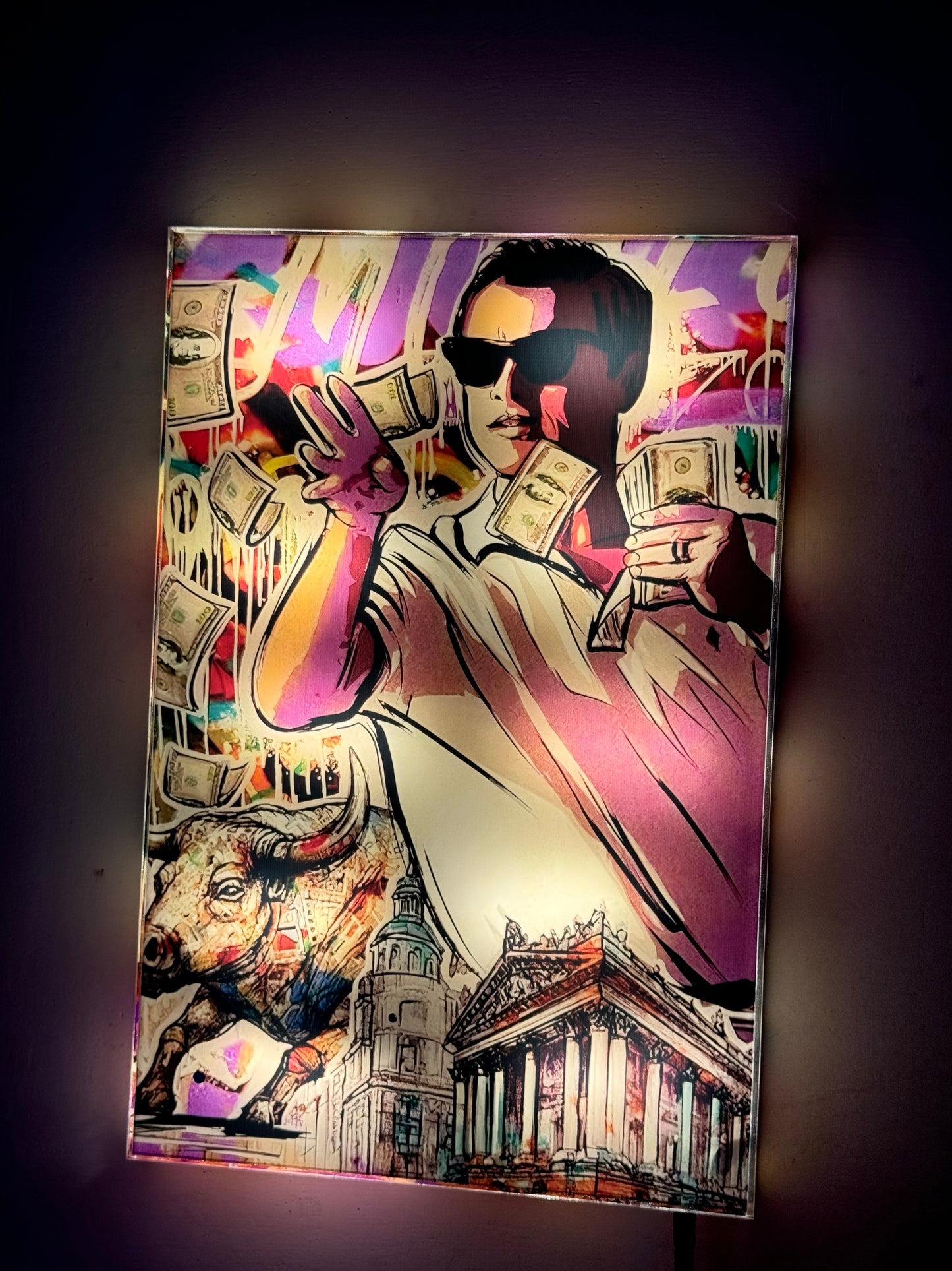 Lenardo De Caprio Money   ( Premium LED  Wall Art )