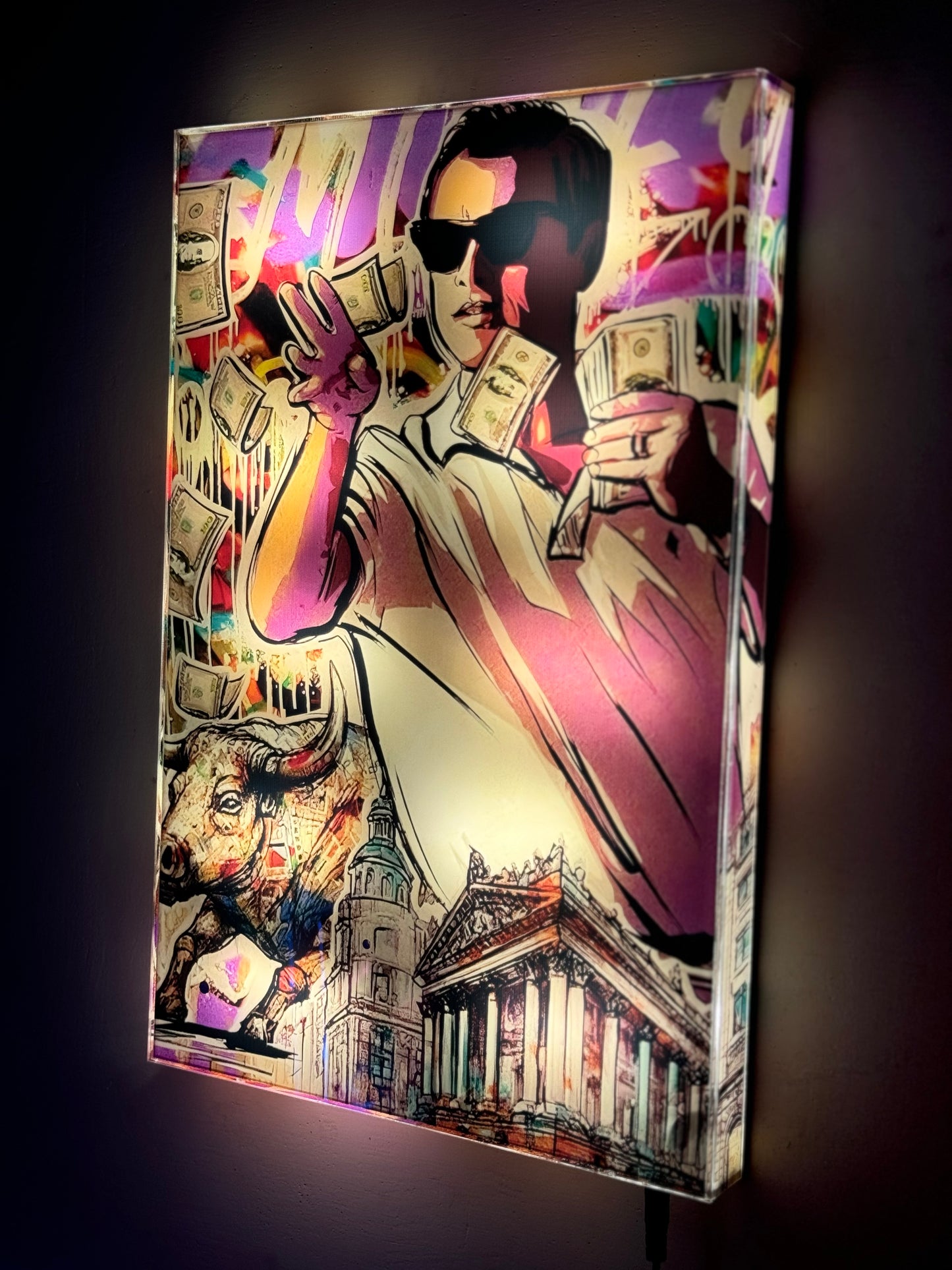 Lenardo De Caprio Money   ( Premium LED  Wall Art )